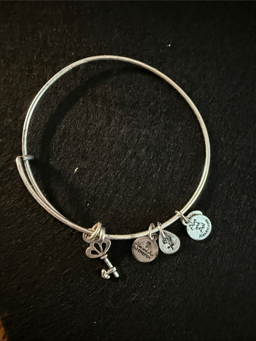 Alex & Ani Silver Charm Bangle Bracelet with Inspirational Charms